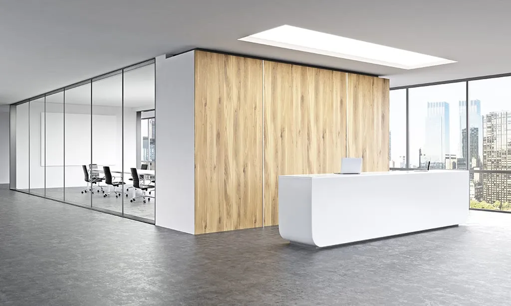 Kantoorwand glas hout