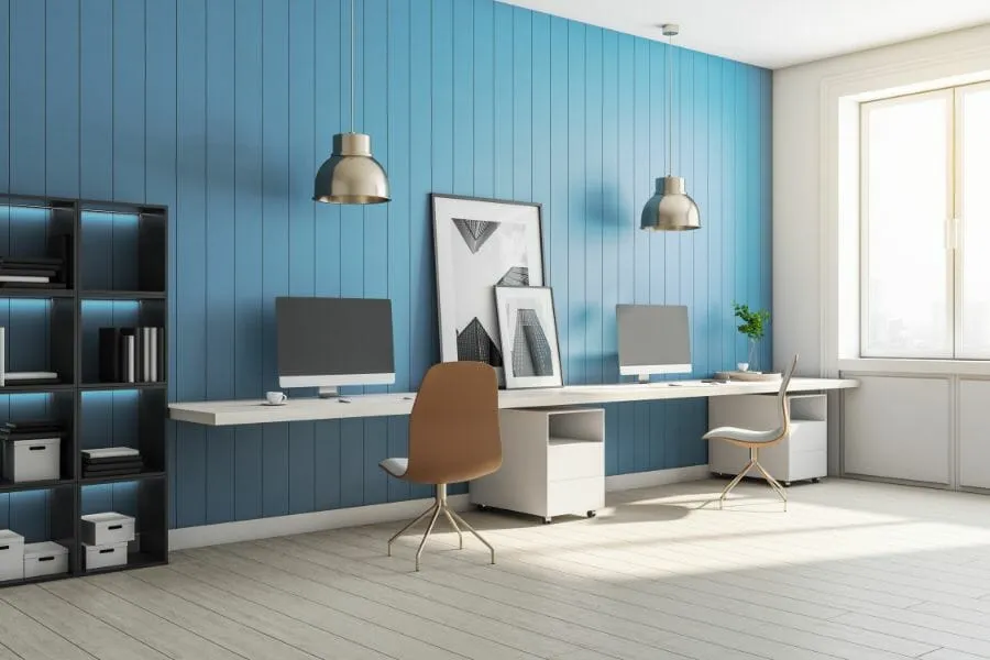 Lattenwand houten muur kantoor