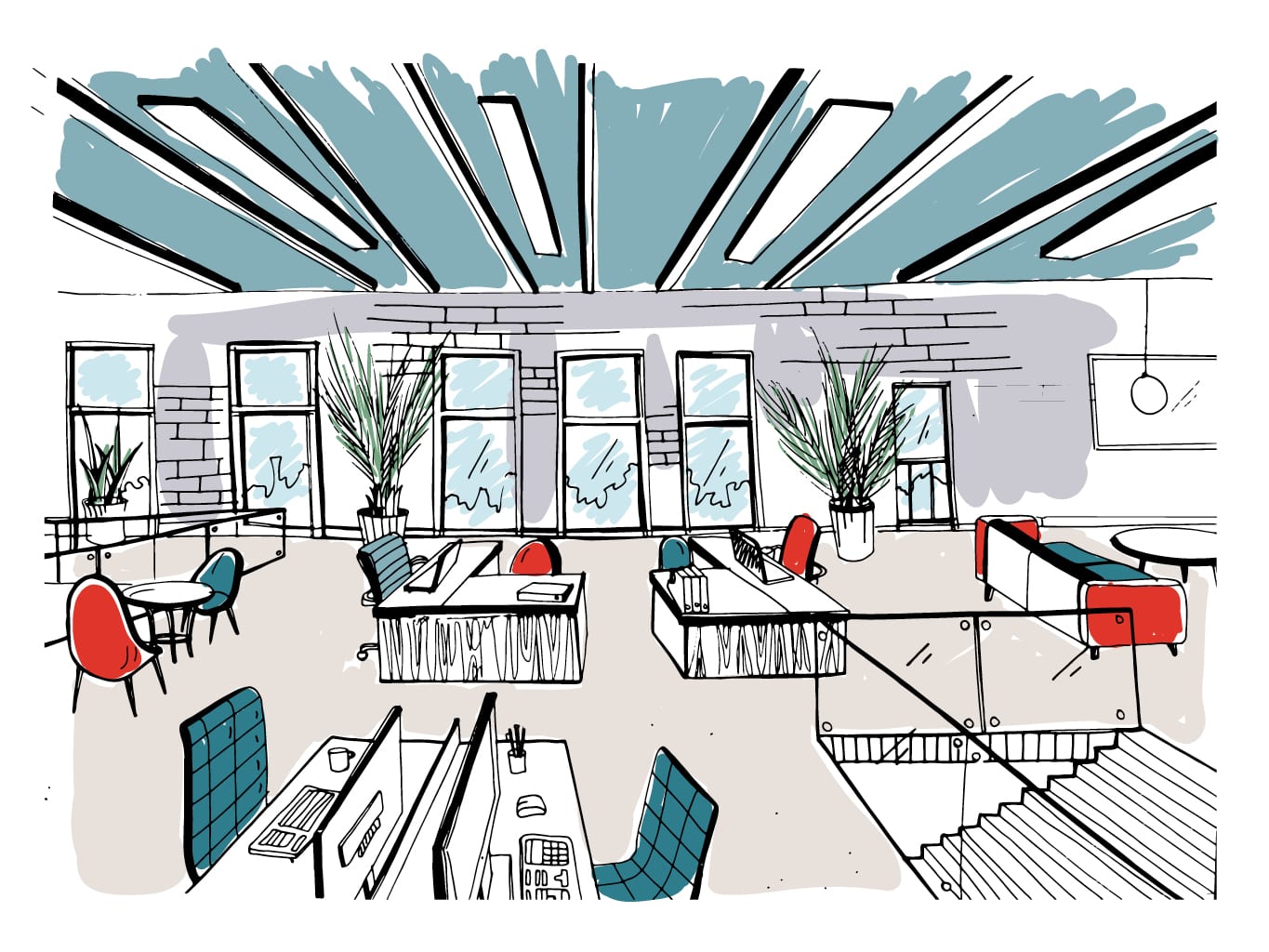 Interieurontwerp kleur kantoor