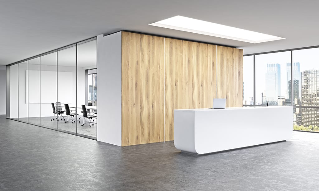 Kantoorwand glas hout